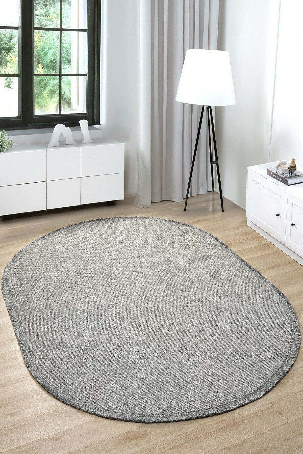 Овальный ковёр Vina VNA-06 200×290 см, серый