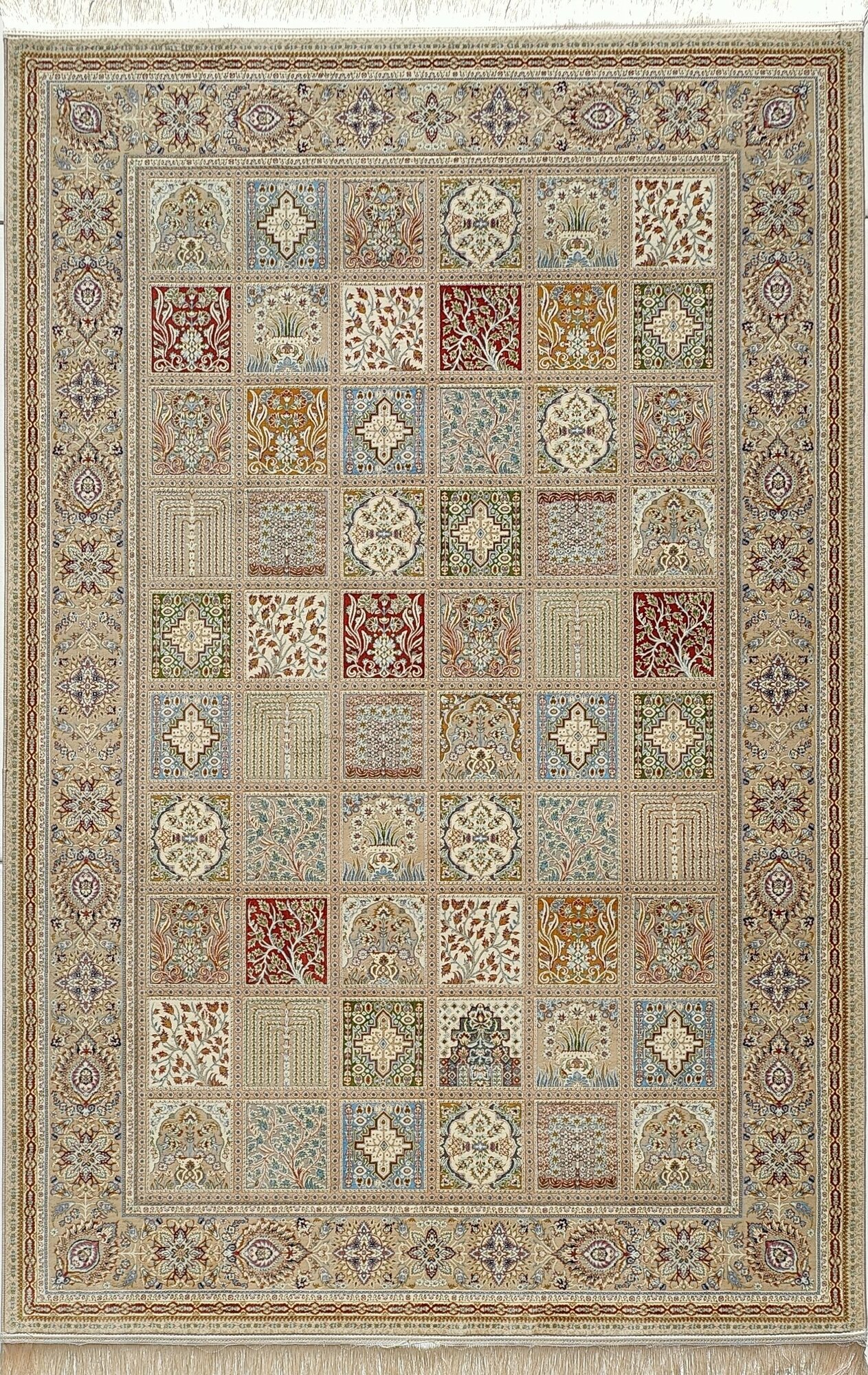 Ковёр персидский высокоплотный с рельефным ворсом "Mosaic бежевый" 100х150 см