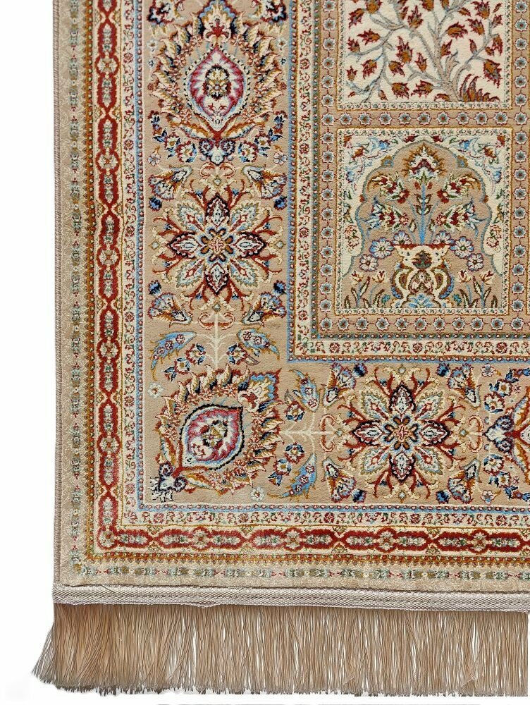 Ковёр персидский высокоплотный с рельефным ворсом "Mosaic бежевый" 100х150 см