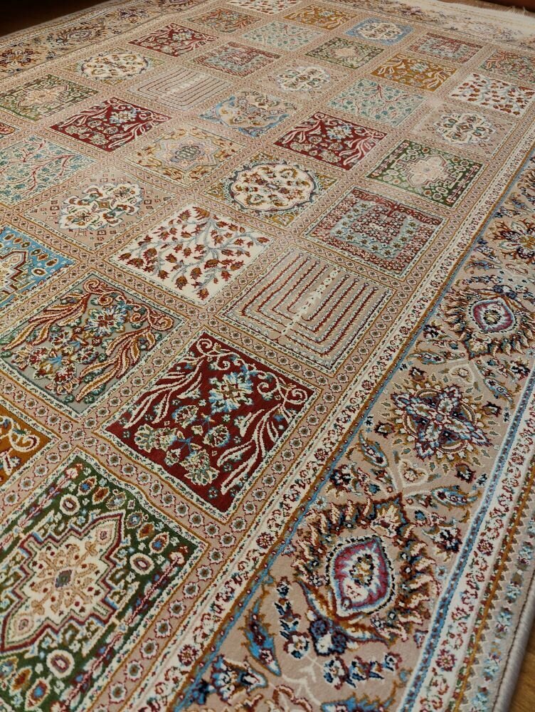 Ковёр персидский высокоплотный с рельефным ворсом "Mosaic бежевый" 100х150 см
