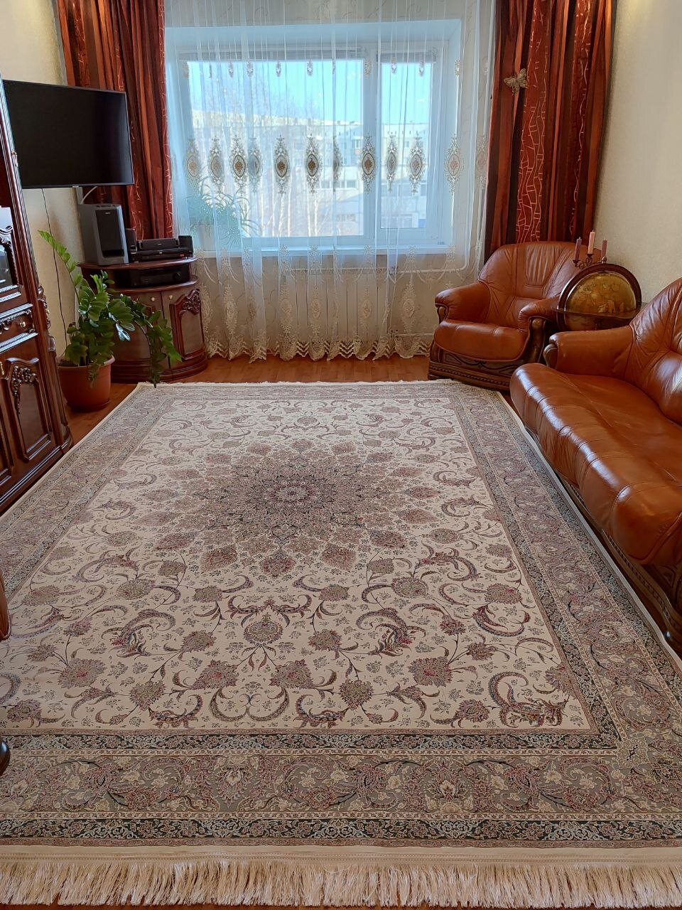 Ковёр персидский высокоплотный с рельефным ворсом "Viyana кремовый" 250х350 см