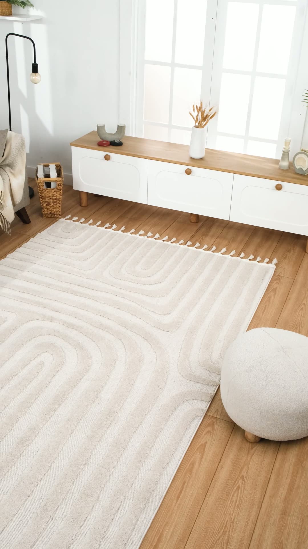 Ковёр тканый с двухуровневым ворсом Bilbao BL24 (LS76A) 200х290 см, кремовый