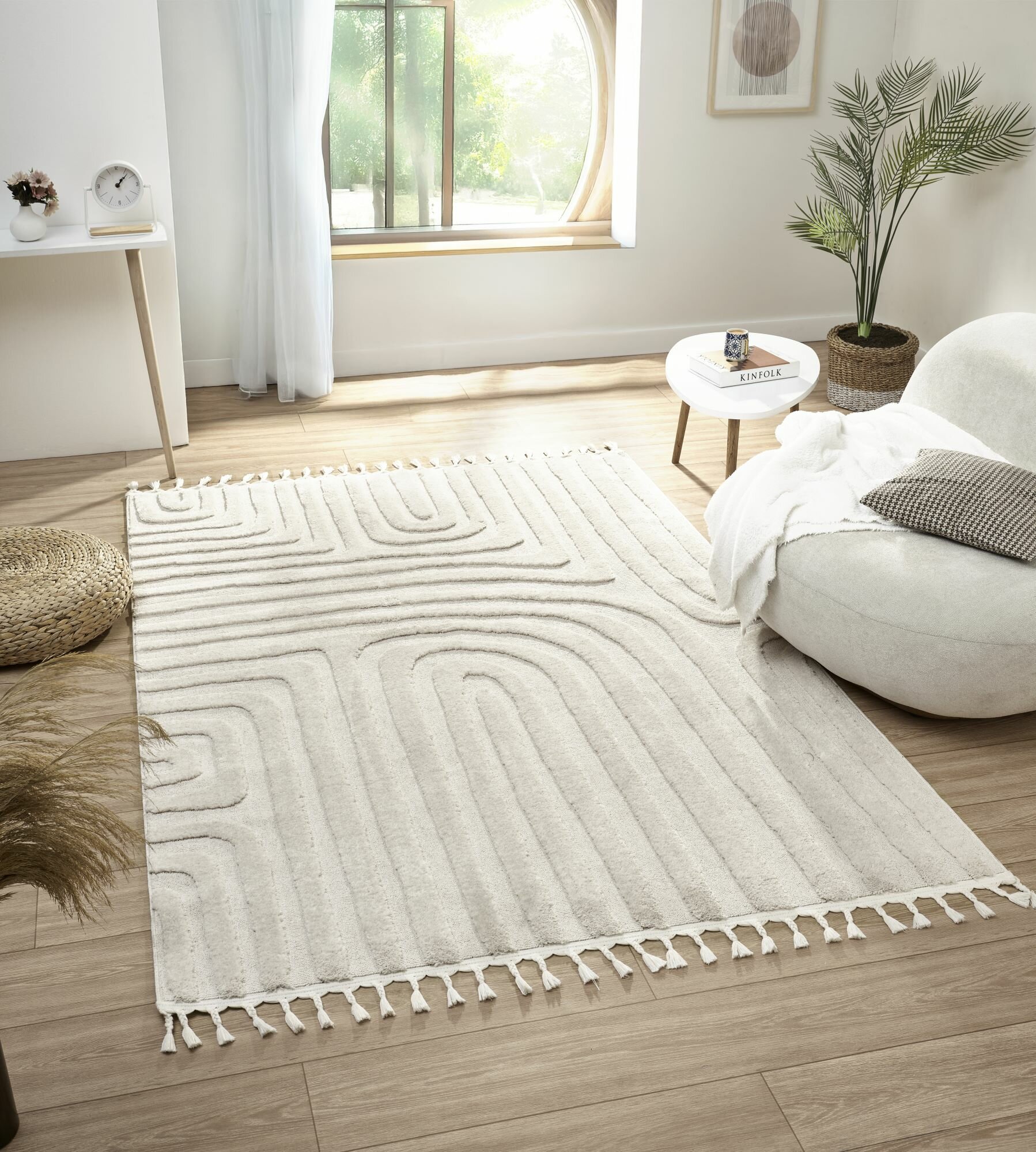 Ковёр тканый с двухуровневым ворсом Bilbao BL24 (LS76A) 240х340 см, кремовый